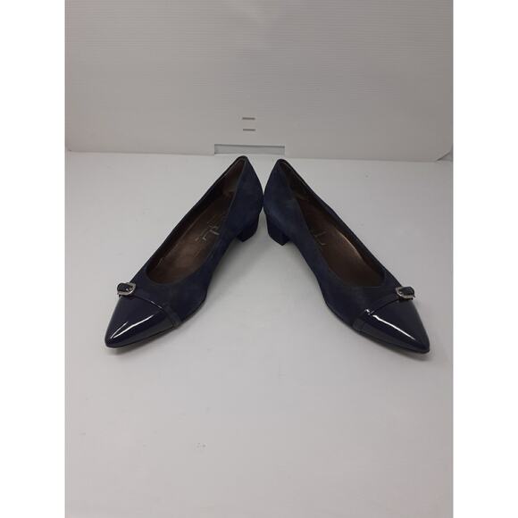 AGL Atillio Giusti Leombruni Pointy Toe Pump Navy size 41.5 Shoes Career - Picture 4 of 14